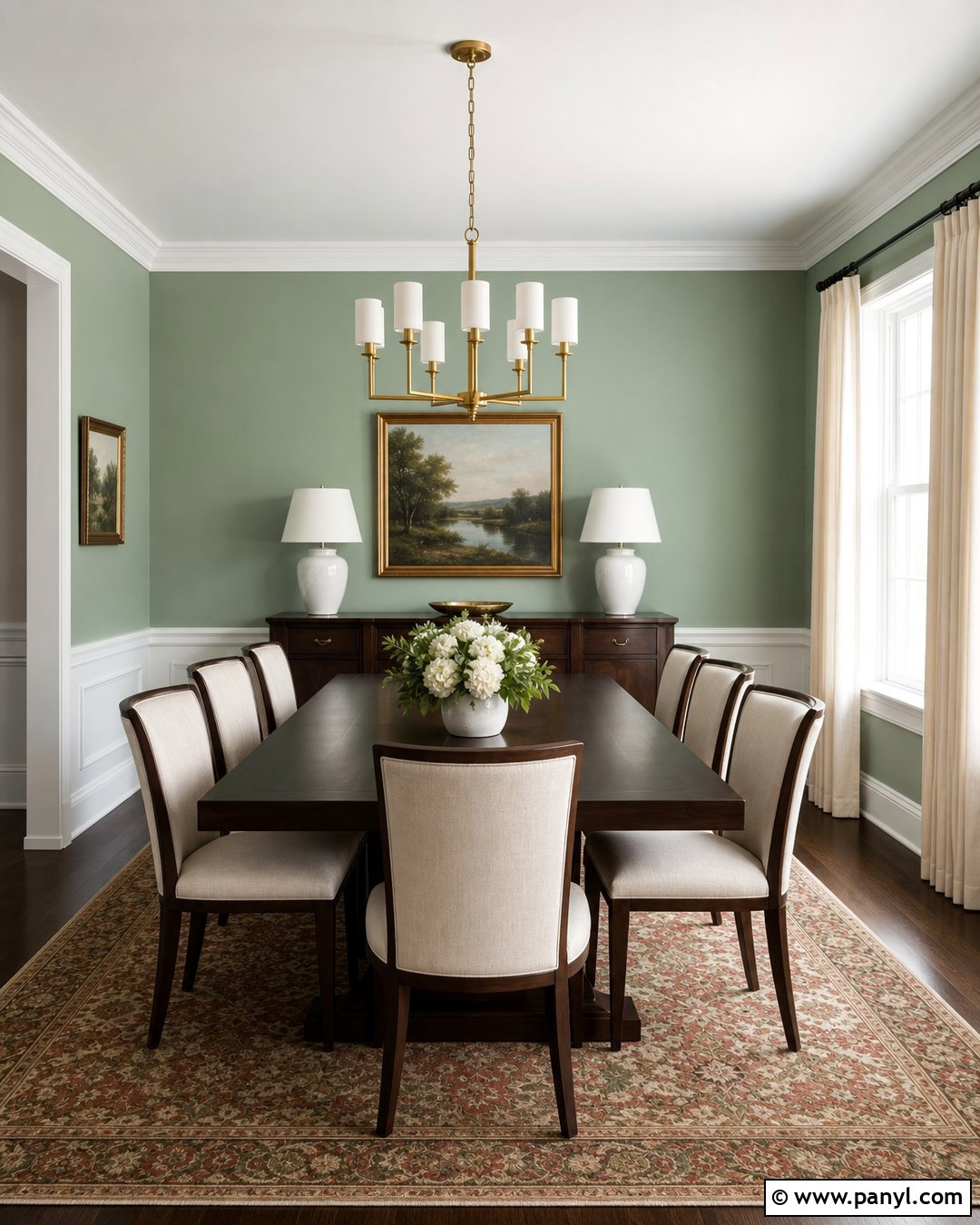 Mint Green Dining Room With Brass Lighting - 30 mint green paint walls