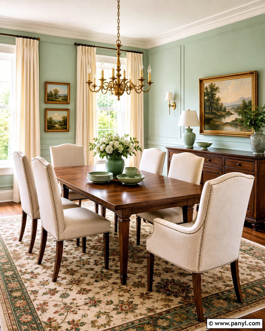 Mint Green Dining Room With Dark Wood - 20 mint green interior design ideas