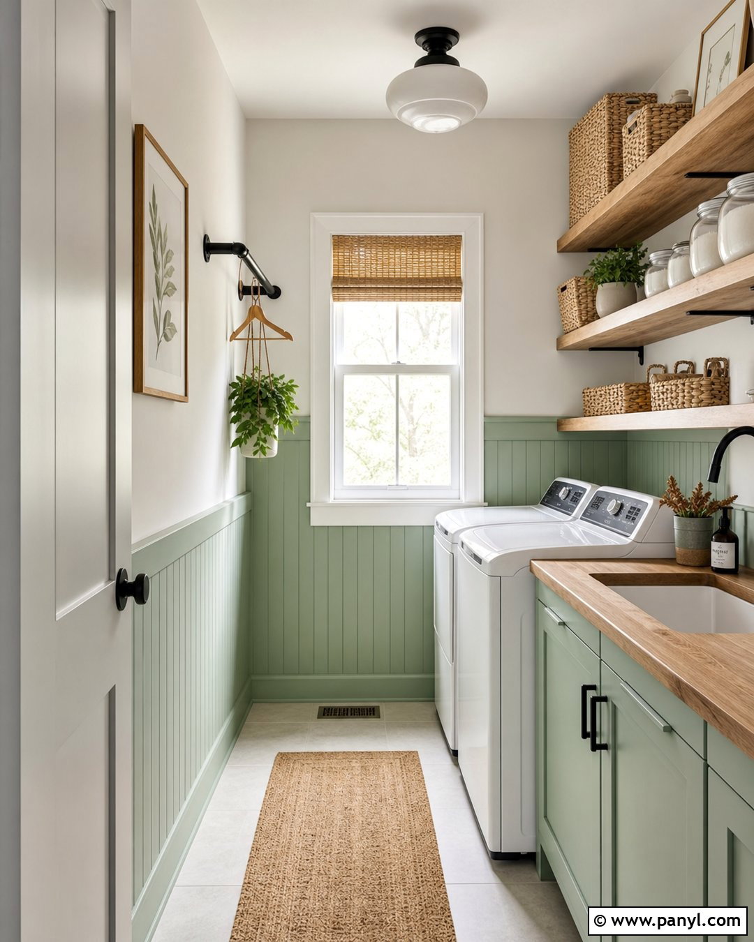 Mint Green Half Wall With Off-White - 25 Half Wall Color Ideas