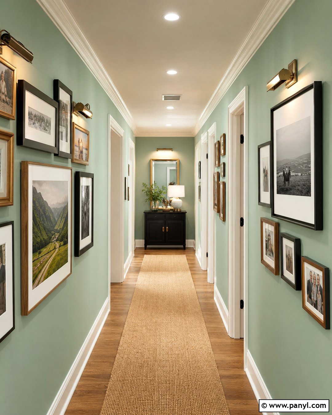 Mint Green Hallway Gallery Wall - 30 mint green paint walls