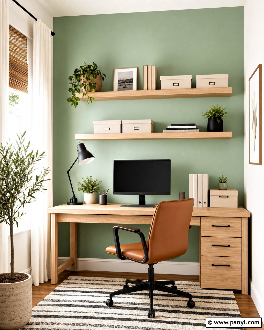 Mint Green Home Office Wall - 20 green statement wall ideas