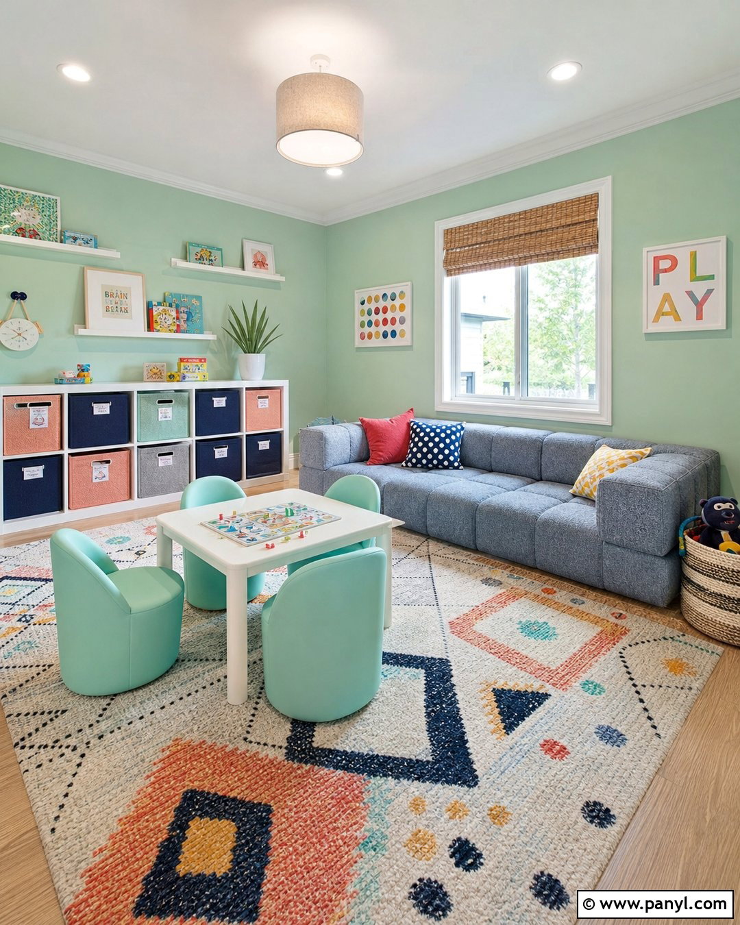 Mint Green Kids Game Room - 20 Green Wall Game Room Ideas
