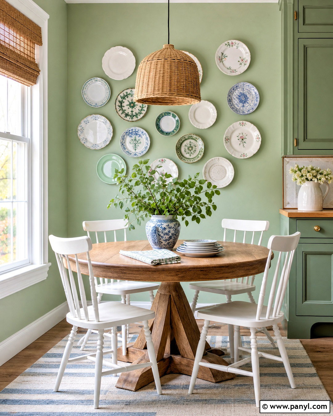 Mint Green Kitchen Wall With Decorative Plates - 20 green wall decor ideas