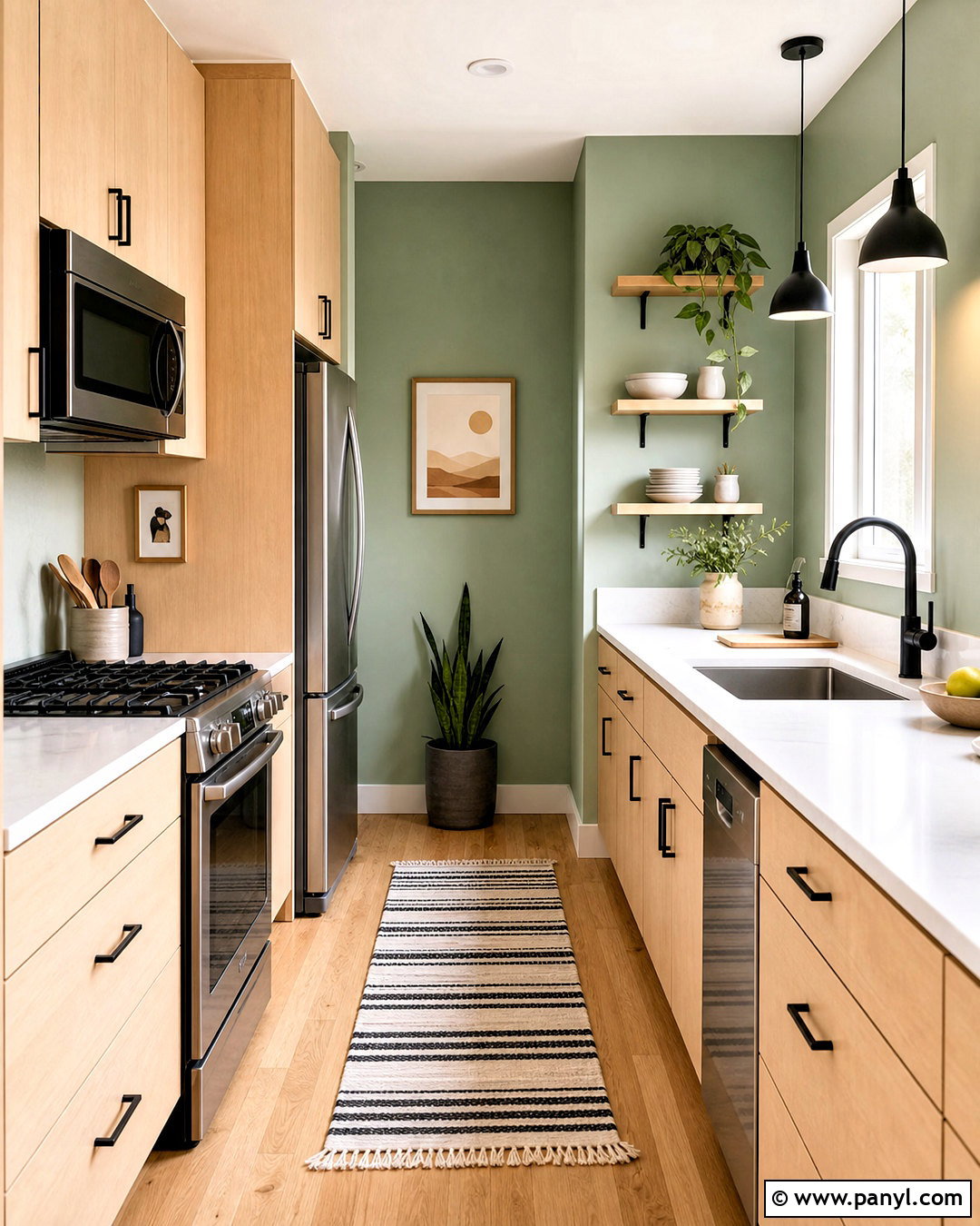 Mint Green Kitchen Walls With Light Wood Cabinets - 20 green wall kitchen ideas