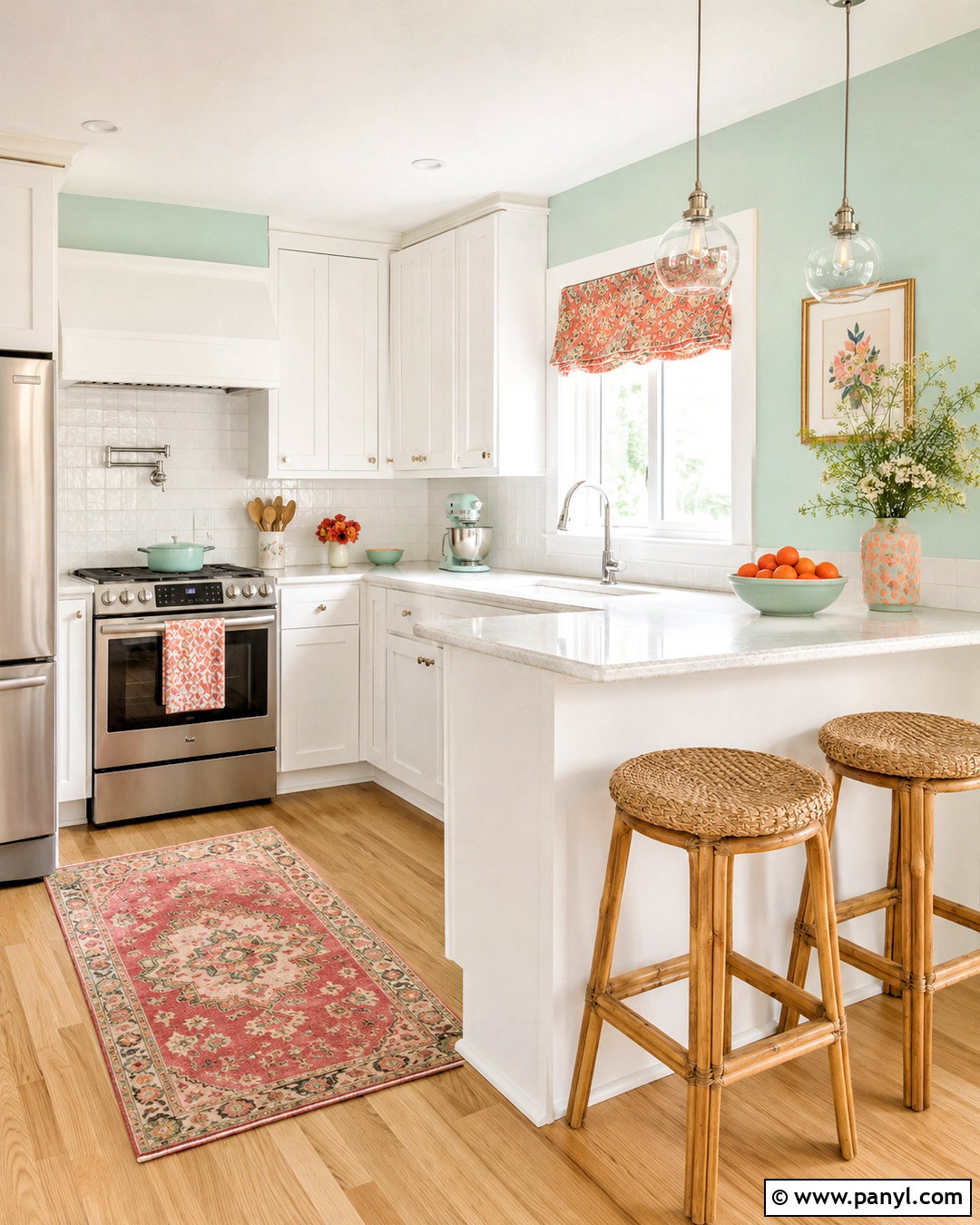 Mint Green Kitchen Walls With White Cabinets - 40 kitchen wall color ideas