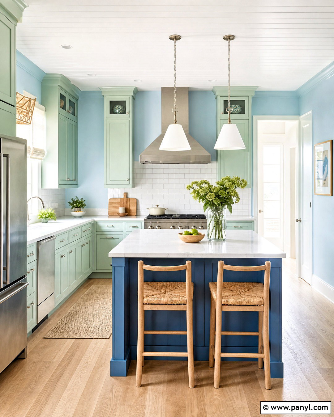Mint Green Kitchen With Sky Blue Walls - 20 green blue kitchen ideas