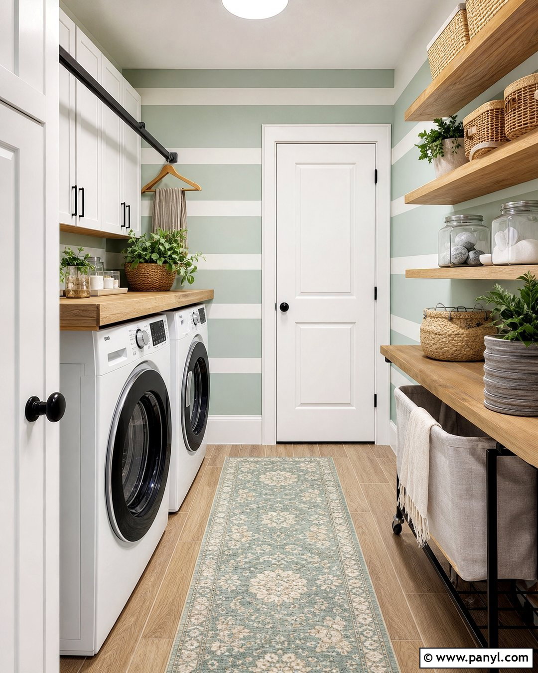 Mint Green Laundry Room Wall Stripes - 30 Horizontal Stripes On Wall Ideas