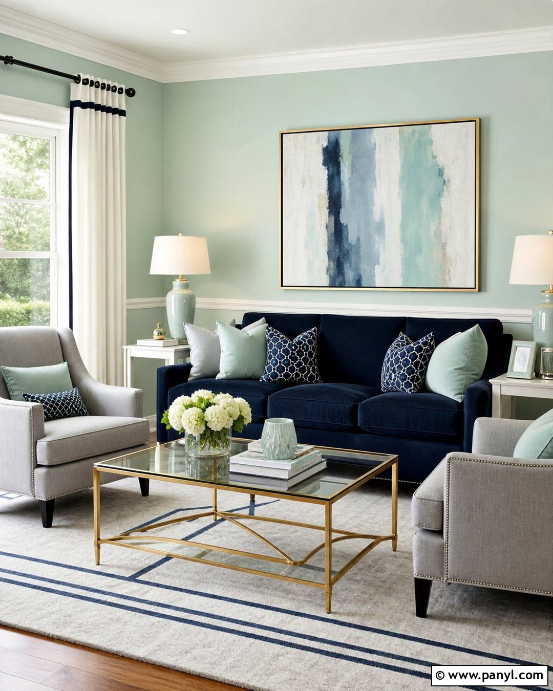 Mint Green Living Room With Navy Accents - 30 mint green paint walls