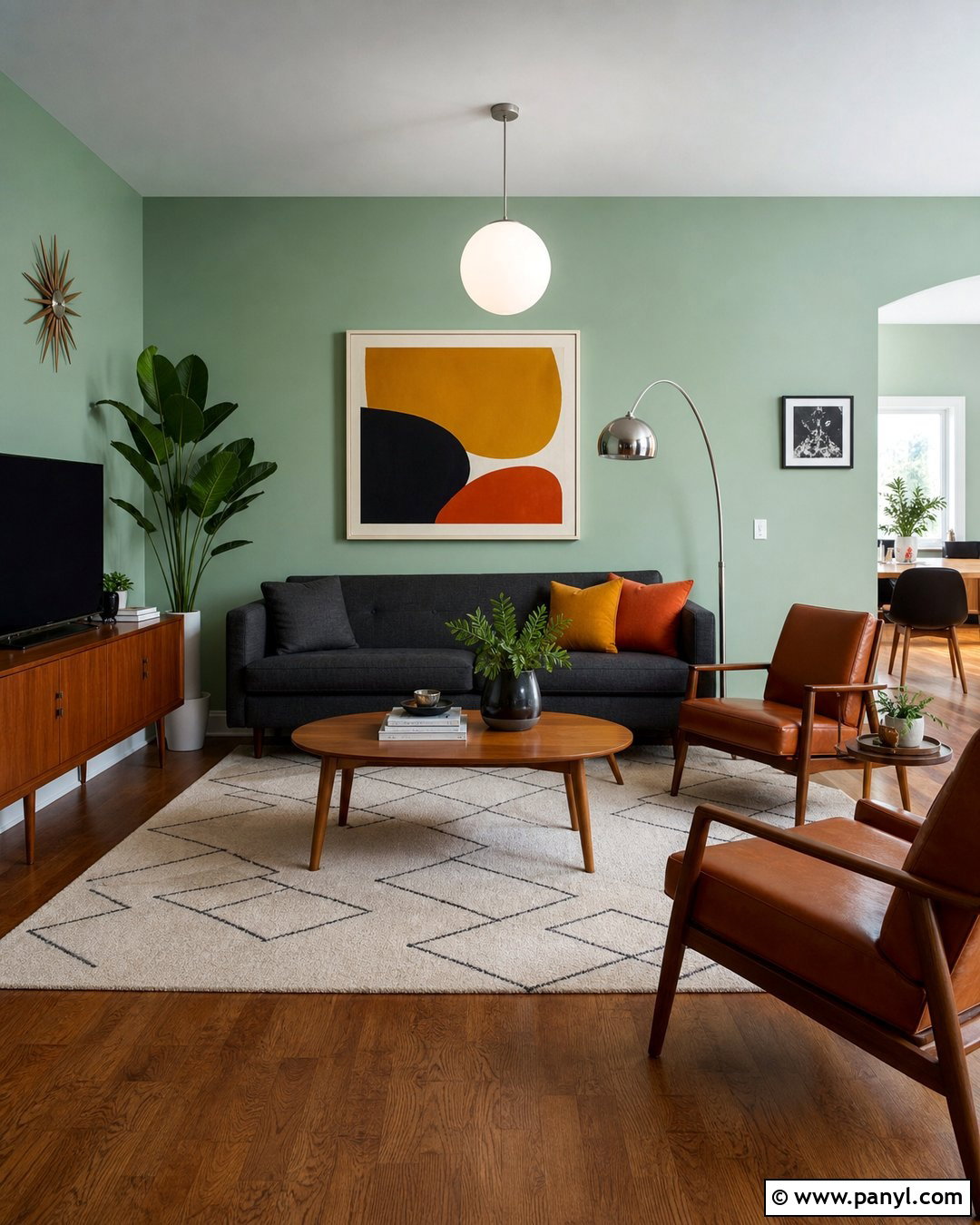 Mint Green Midcentury Modern Living Room - 30 mint green paint walls