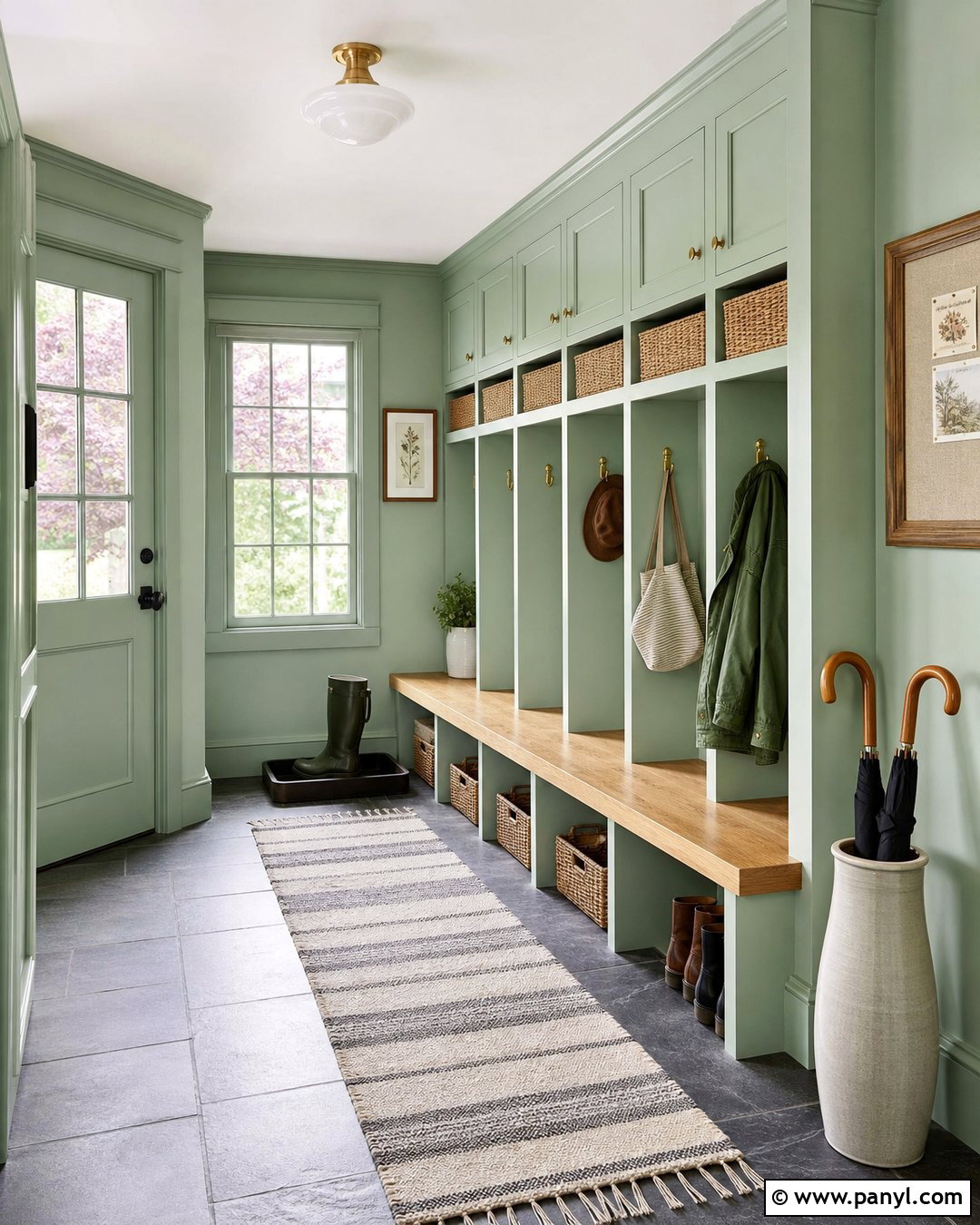Mint Green Mudroom Walls And Trim - 25 Same Color Trim And Walls