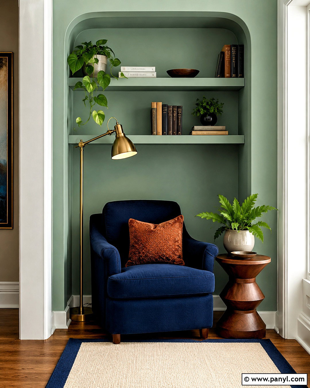 Mint Green Reading Nook With Navy Chair - 20 mint green interior design ideas