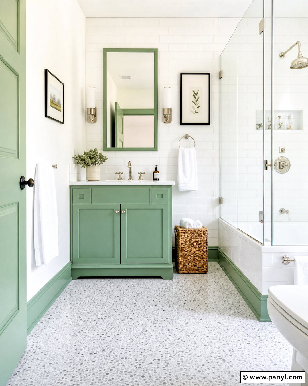 Mint Green Skirting Boards In A White Bathroom - 20 green skirting boards