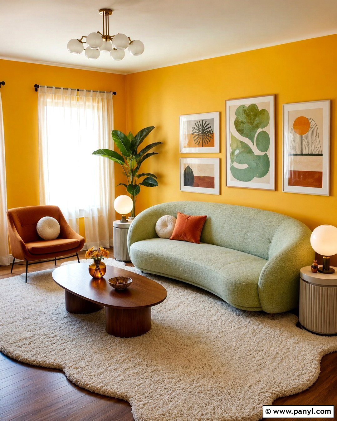 Mint Green Sofa With Sunflower Yellow Walls - 20 Green Sofa Yellow Wall Ideas