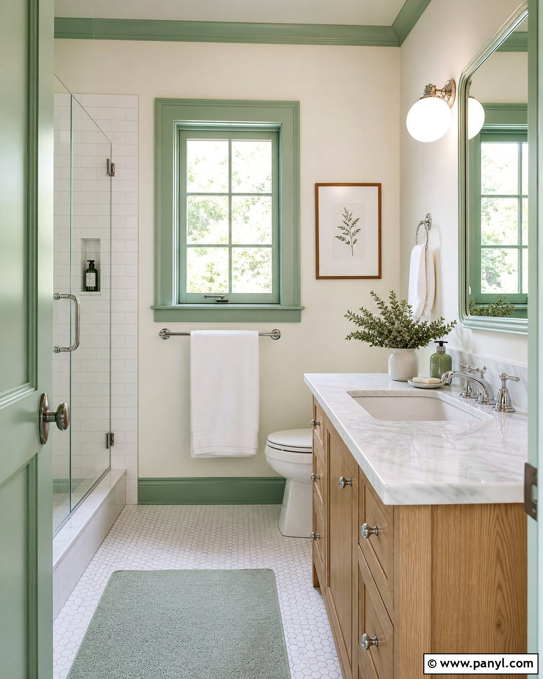 Mint Green Trim Bathroom - 35 green trim white walls