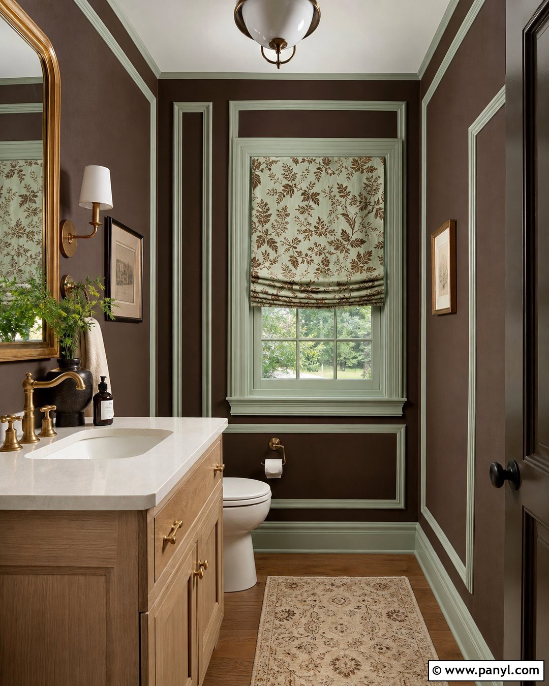 Mint Green Wall Moulding With Chocolate Walls - 25 Wall Moulding Color Ideas