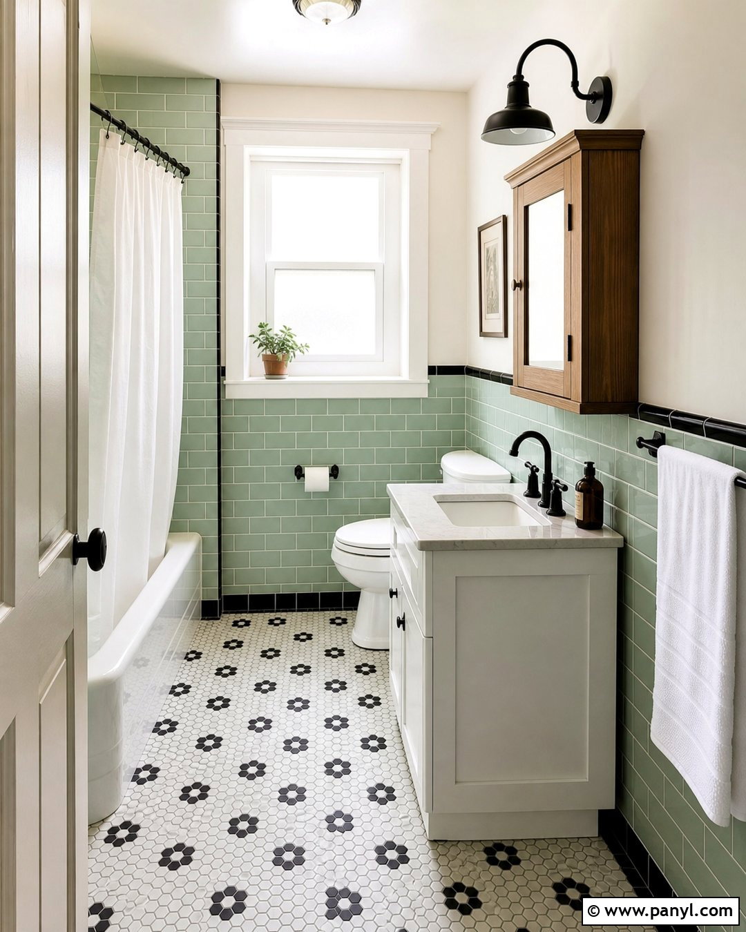 Mint Green Wall Tiles With Black And White Floor Tiles - 25 Wall And Floor Tiles Color Combination Ideas