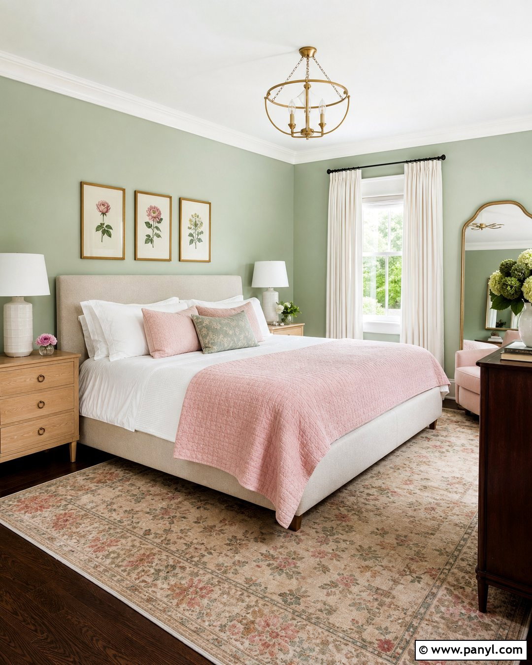 Mint Green Walls Bedroom With Blush Pink Decor - 20 Mint Green Walls Interior Ideas