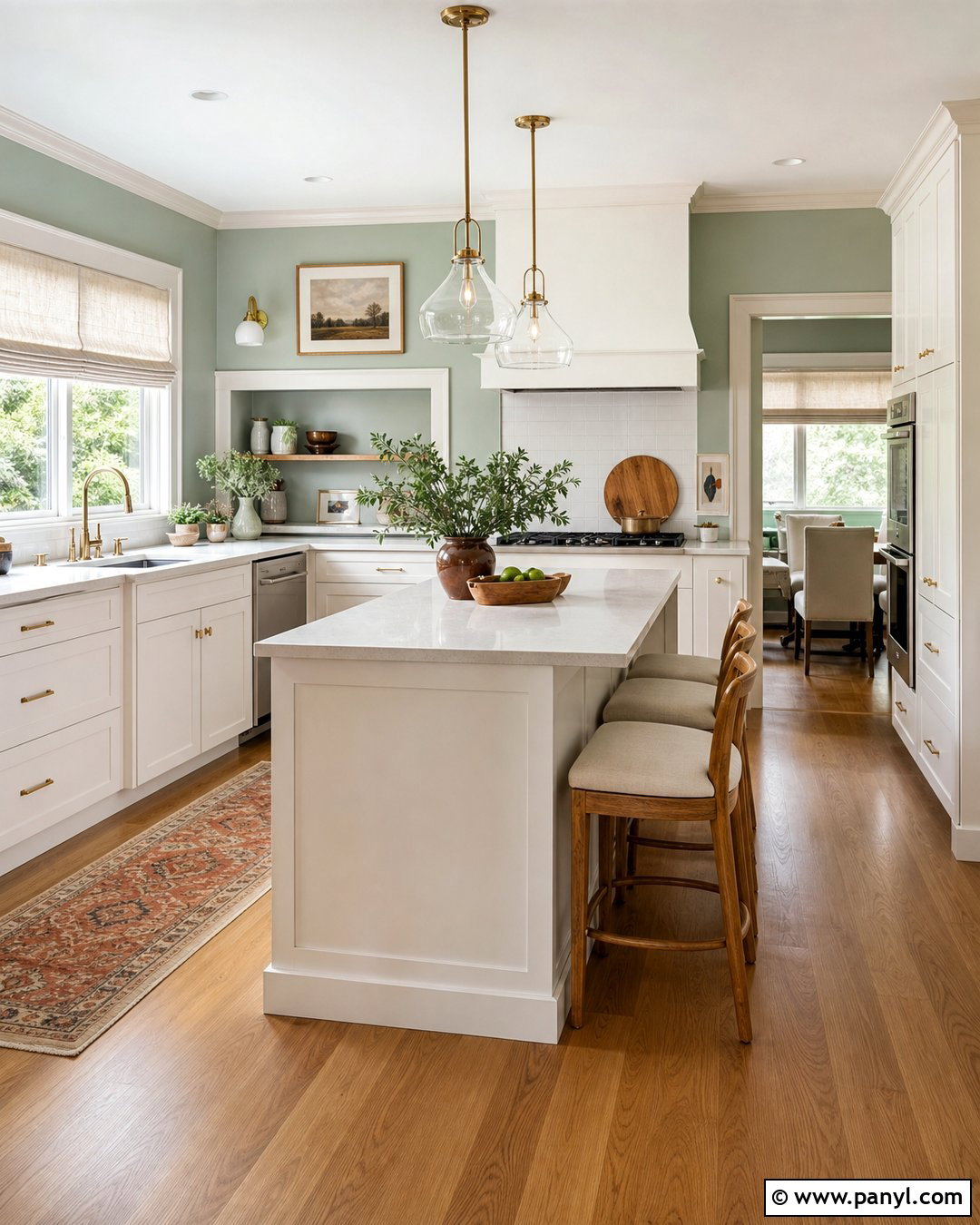 Mint Green Walls Kitchen With White Cabinets - 20 Mint Green Walls Interior Ideas