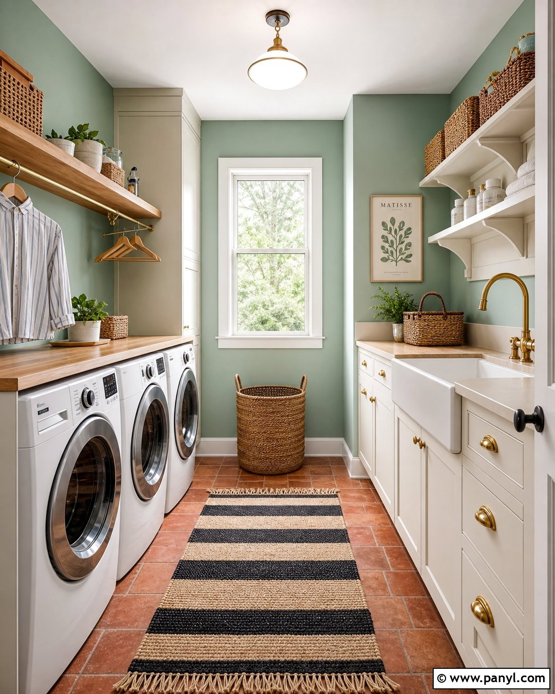 Mint Green Walls Laundry Room With Terracotta Floors - 20 Mint Green Walls Interior Ideas