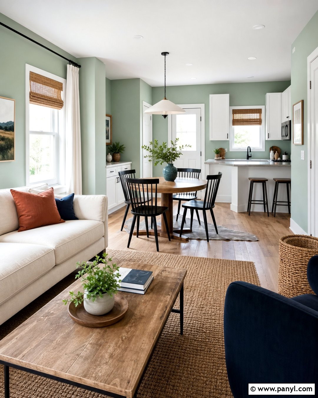 Mint Green Walls Open-Plan Apartment - 20 Mint Green Walls Interior Ideas