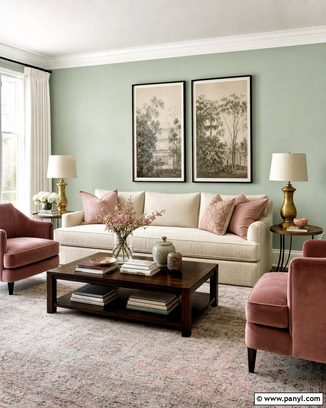 Mint Green Walls With Blush Pink Decor - 20 mint green walls living room ideas