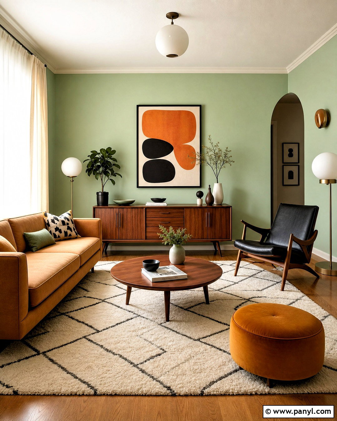 Mint Green Walls With Midcentury Furniture - 20 mint green walls living room ideas