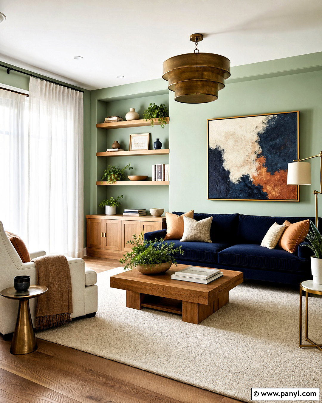 Mint Green Walls With Navy Sofa - 20 mint green walls living room ideas