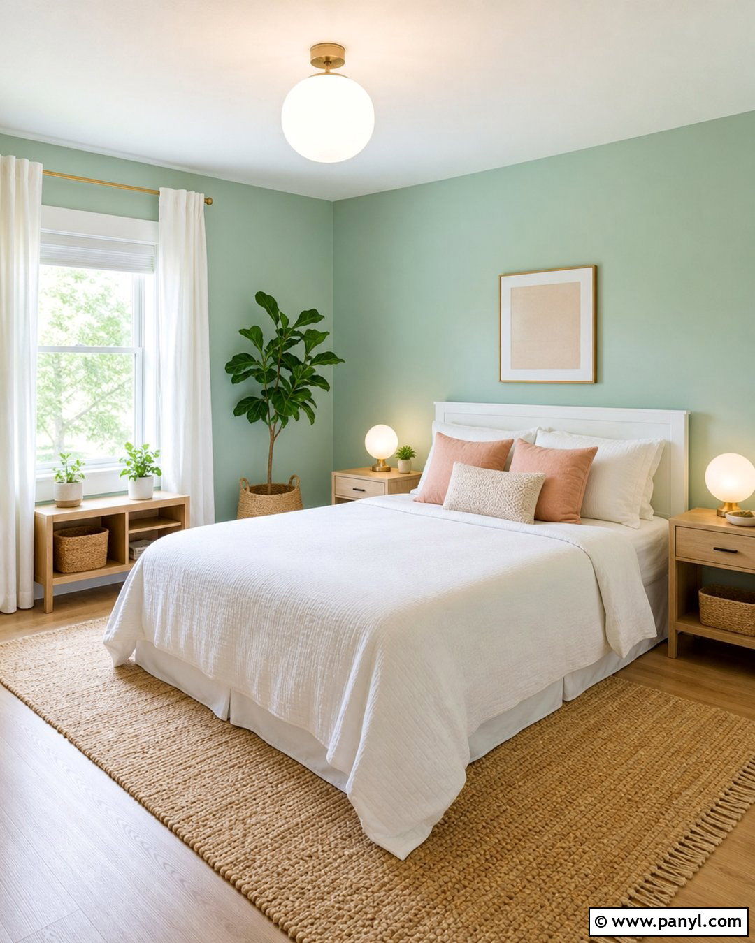 Mint Green Walls With White And Oak Decor - 20 How To Decorate A Room With Green Walls