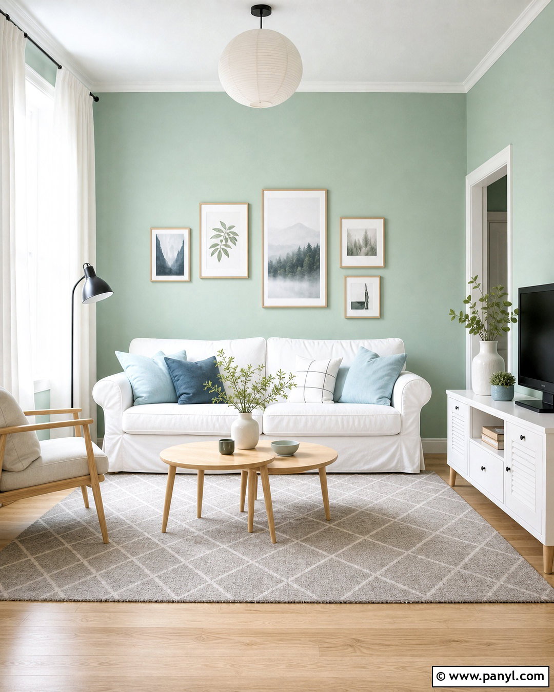 Mint Green Walls With White Decor - 20 light green walls living room ideas