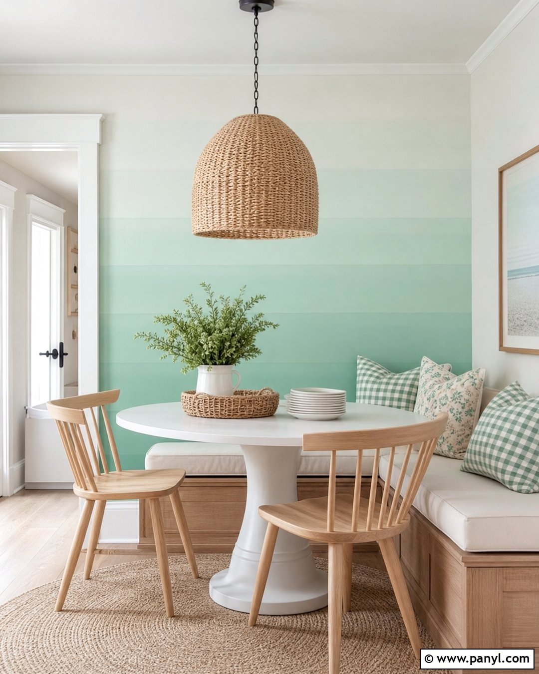 Mint Ombre Accent Wall Breakfast Nook - 25 Ombre Accent Wall Ideas