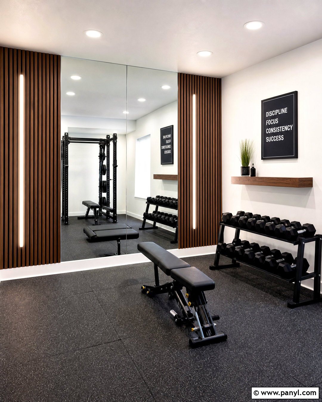 Mirror And Wood Home Gym Accent Wall - 20 home gym accent wall ideas