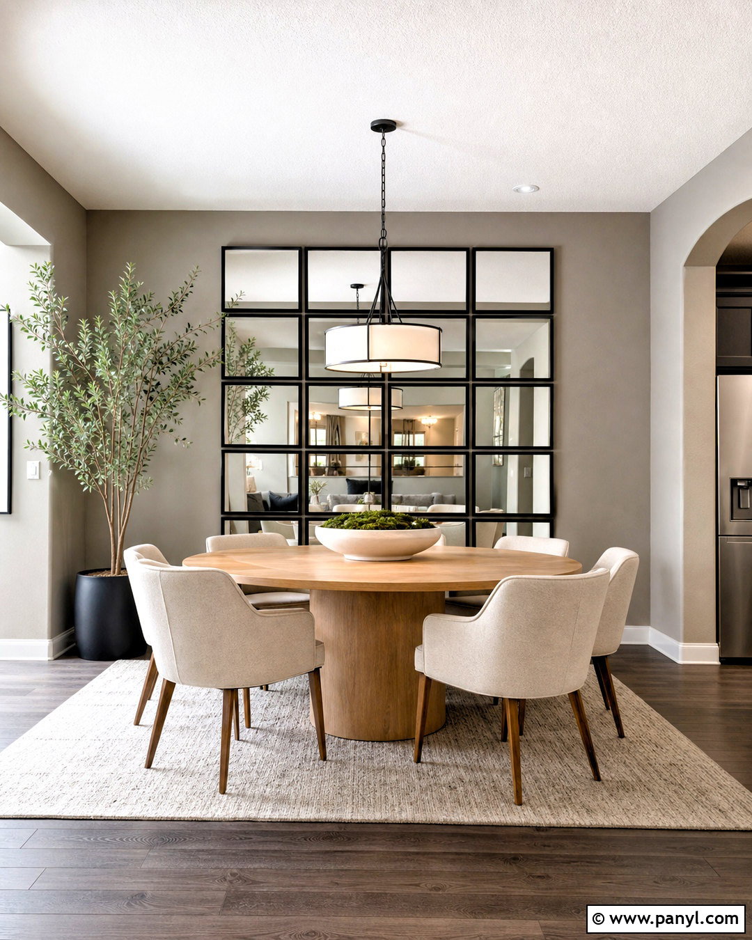 Mirror Grid Dining Accent Wall - 20 apartment accent wall ideas