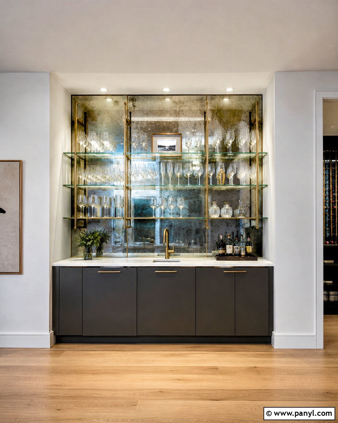 Mirrored Backsplash Dry Bar Wall - 20 dry bar wall ideas