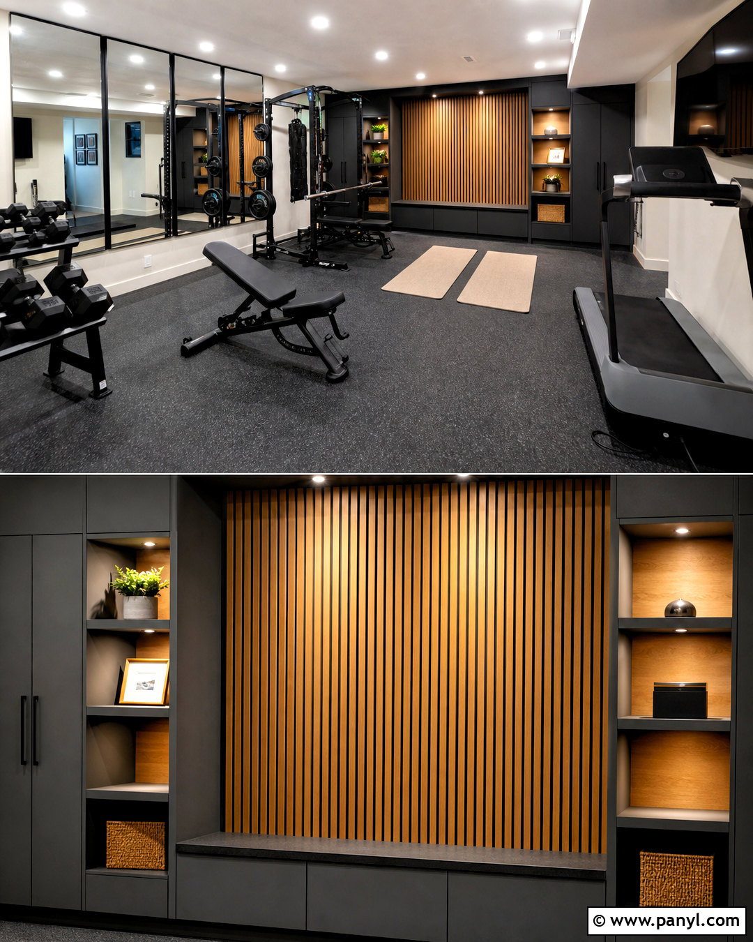 Mirrored Basement Gym Accent Wall - 20 basement accent wall ideas