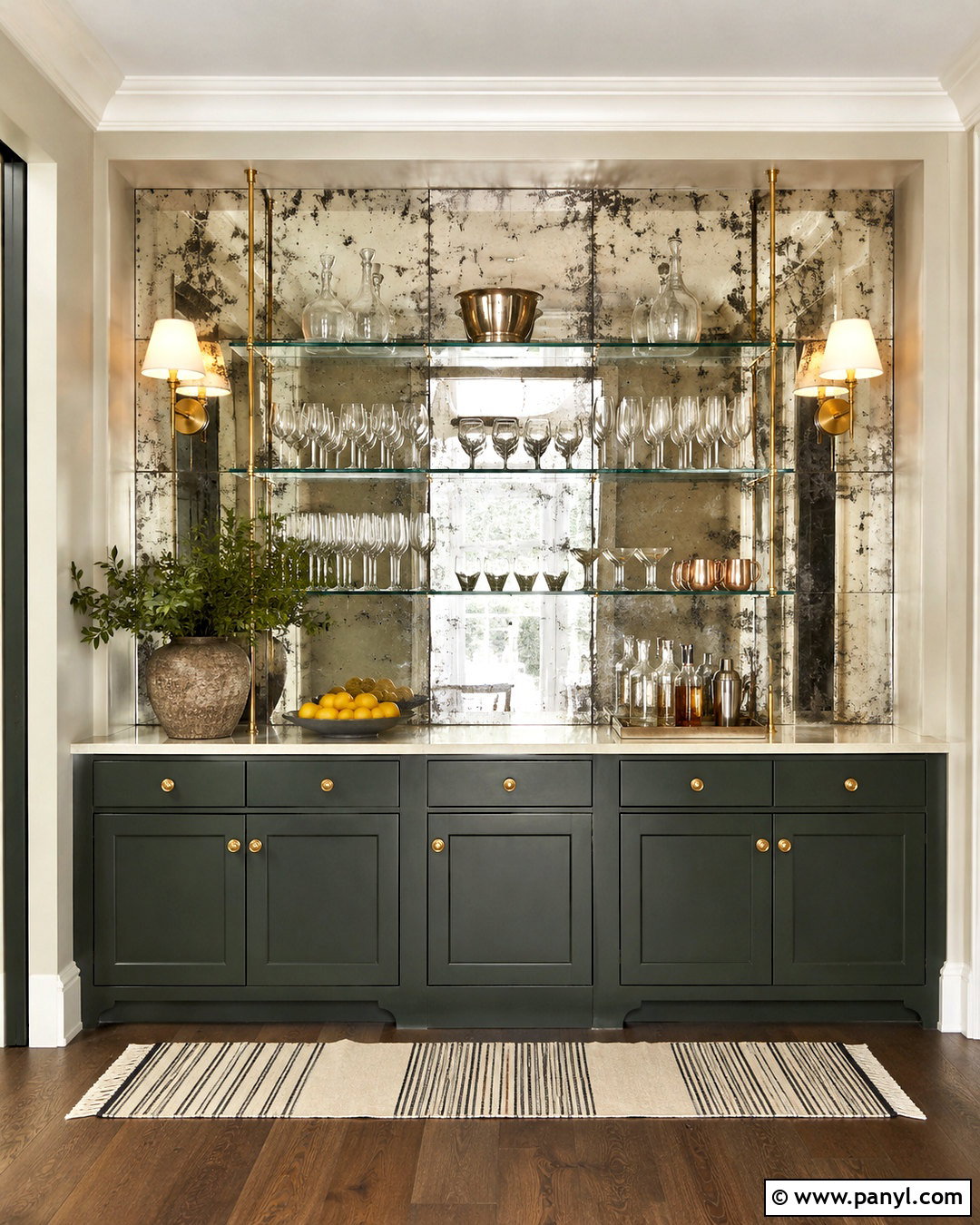 Mirrored Cocktail Wall With Shelves - 20 cocktail wall ideas