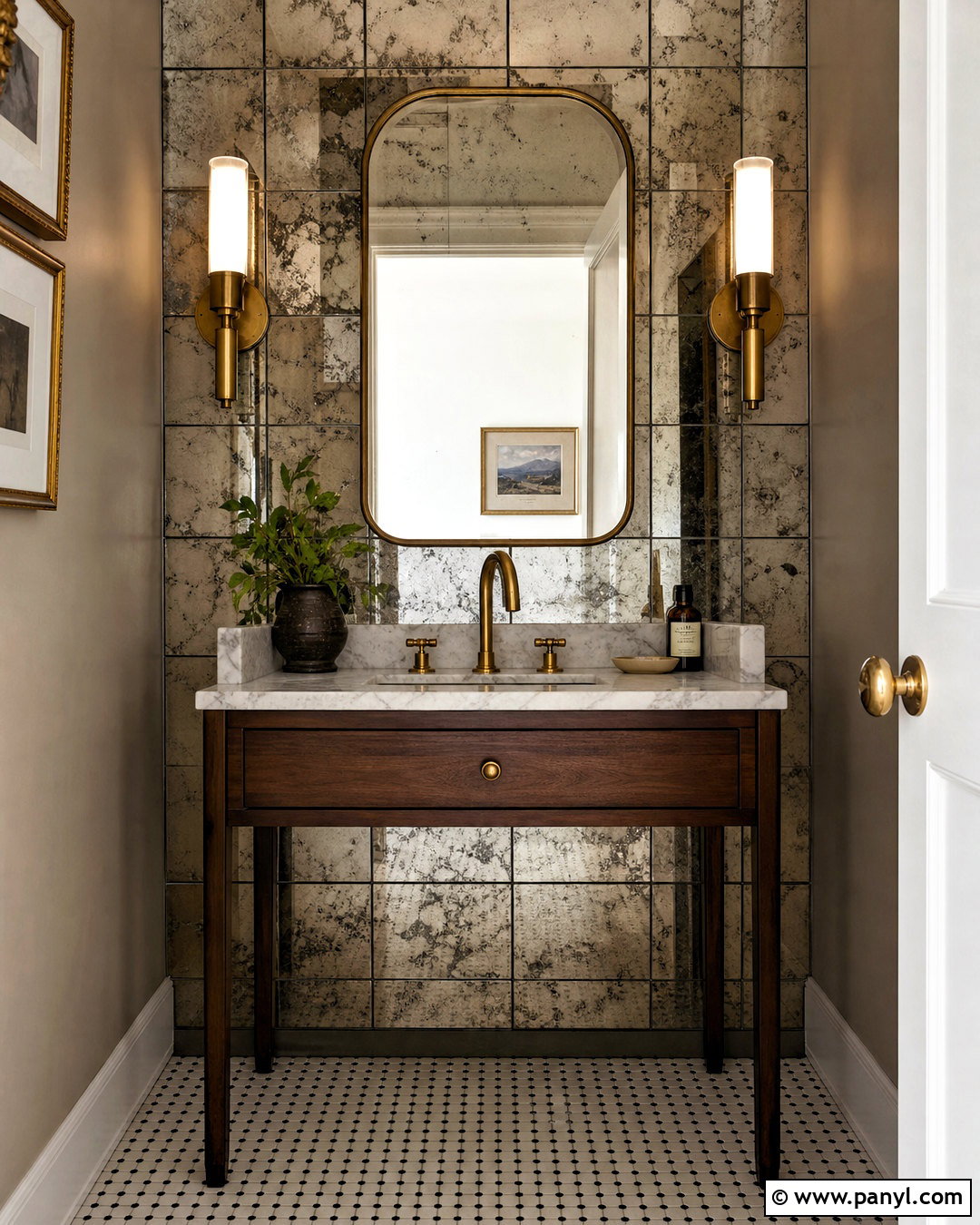 Mirrored Powder Room Accent Wall - 20 small accent wall ideas