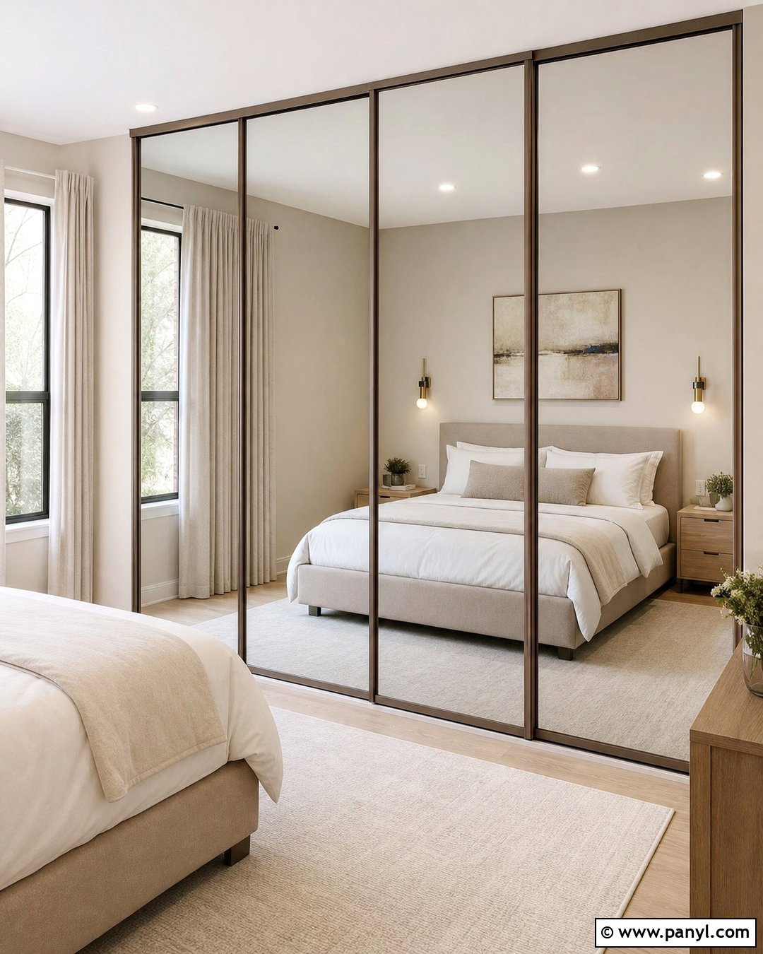 Mirrored Wardrobe With Greige Walls - 25 Wardrobe And Wall Color Combination Ideas