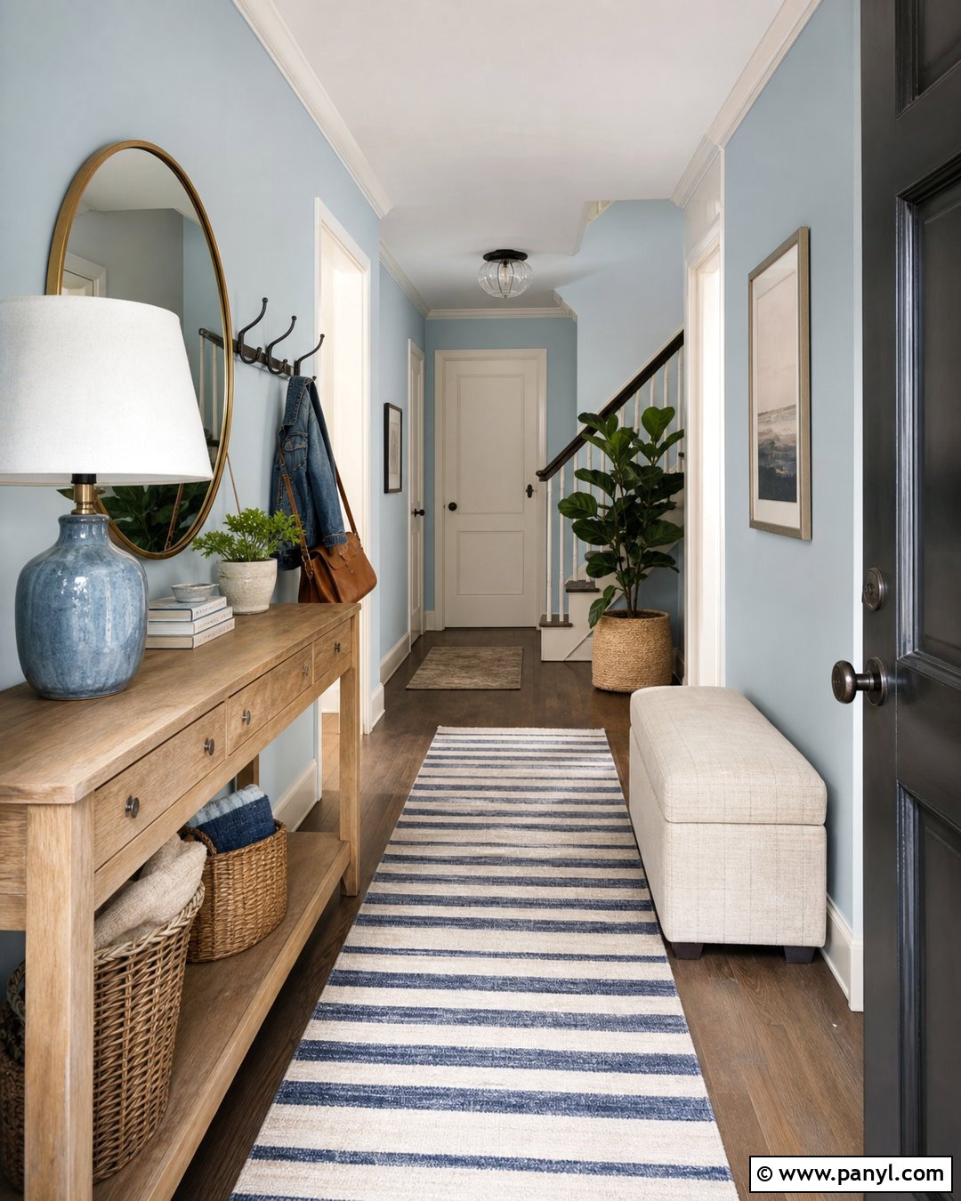 Misty Blue Entryway Walls - 20 Calming Blue Wall Color Ideas