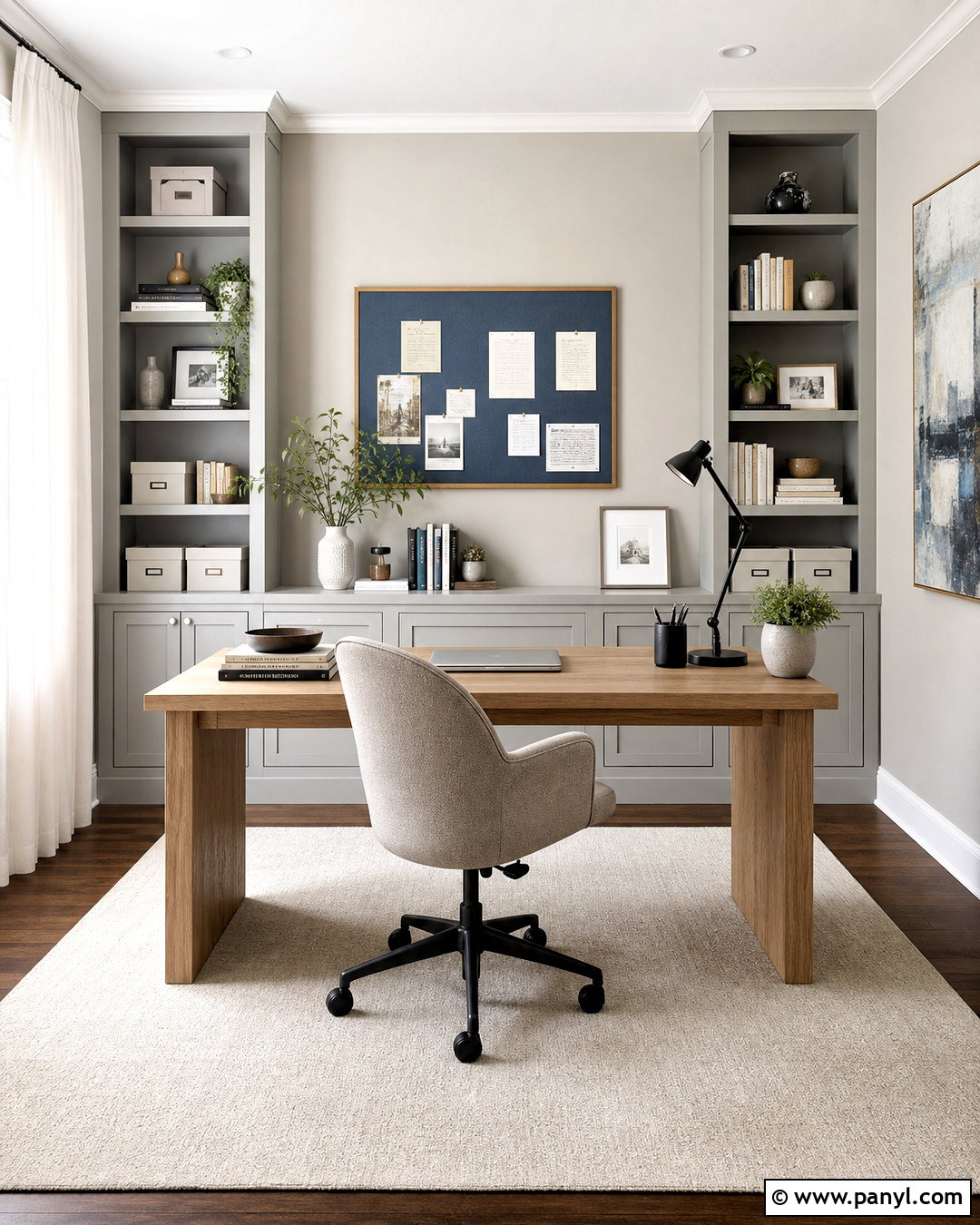 Misty Gray Home Office - 20 light room color ideas