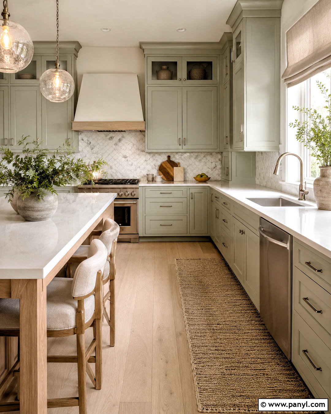 Misty Green Gray Kitchen - 20 light color kitchen ideas