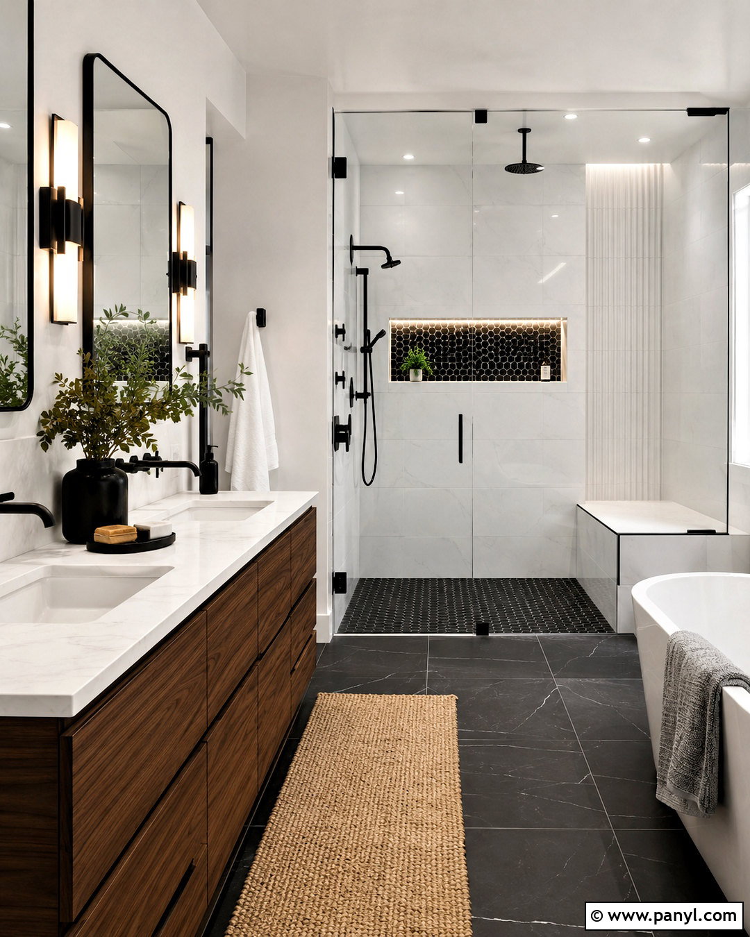 Mixed Black And White Shower Tile - 20 black and white shower tile ideas