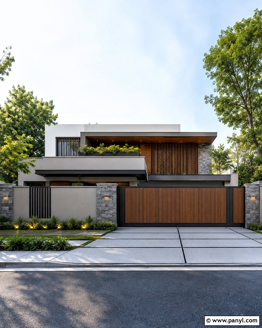 Mixed Material Boundary Wall - 20 boundary wall design exterior ideas