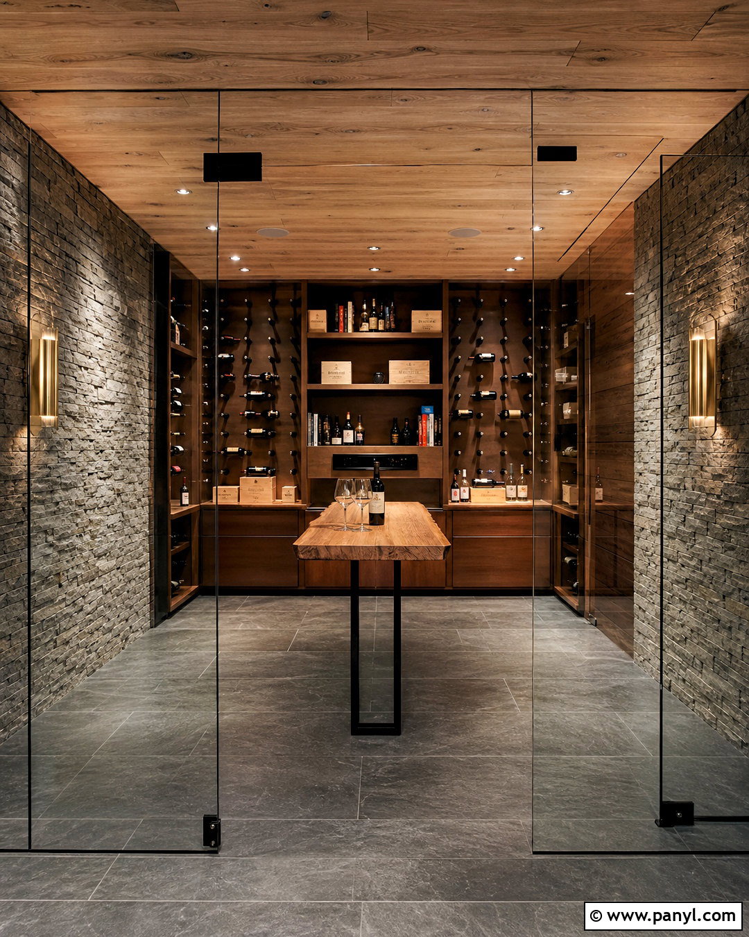 Mixed Material Wine Cellar Wall - 20 wine cellar wall ideas