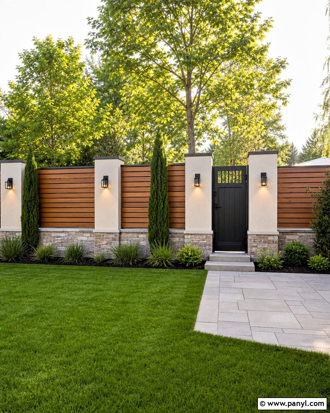 Mixed Material Yard Wall - 20 yard wall design ideas