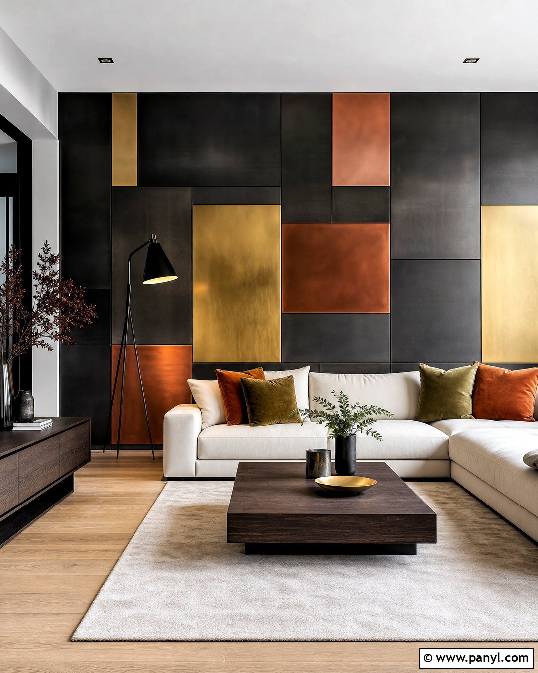 Mixed Metal Accent Wall Living Room - 20 metal accent wall ideas
