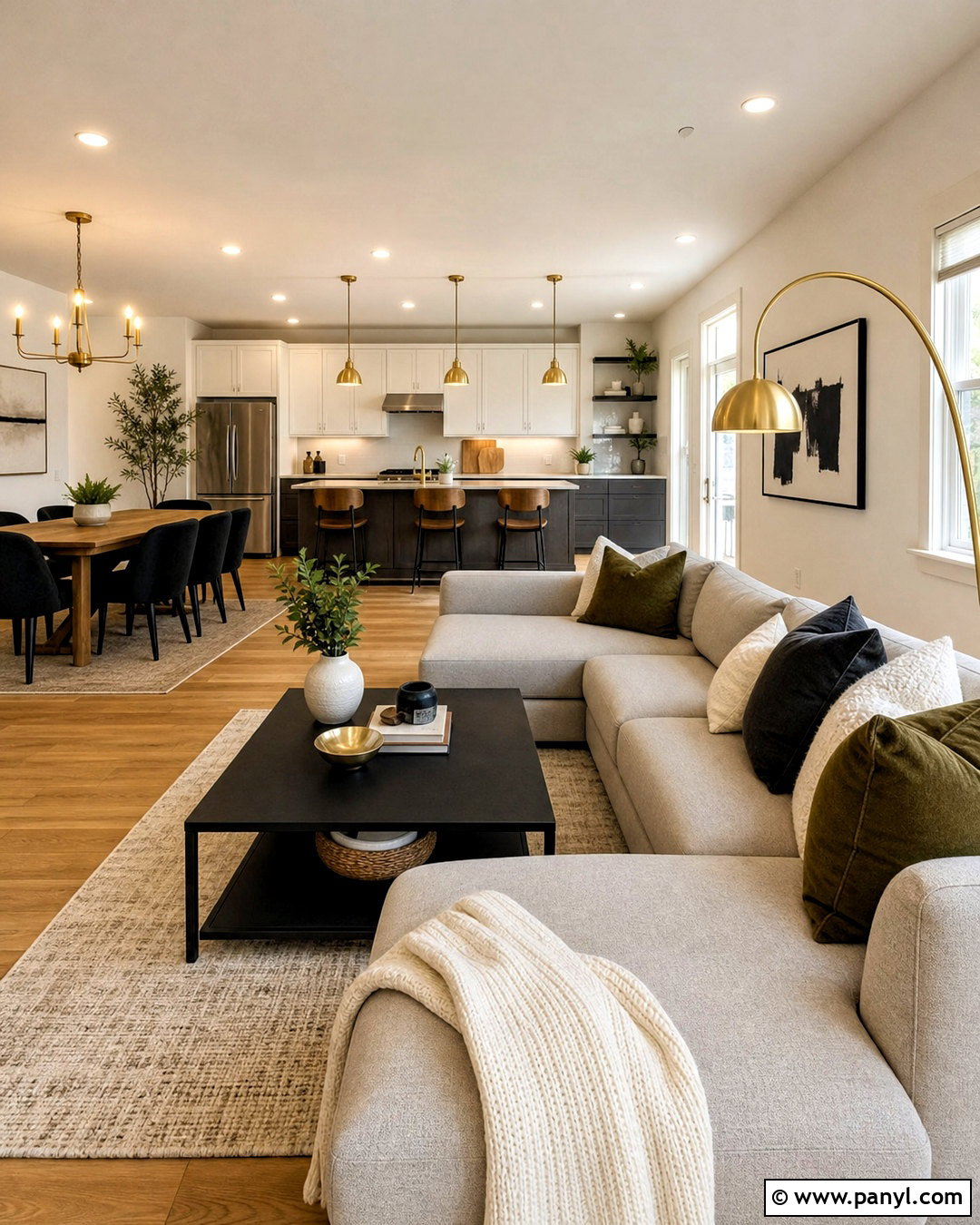 Mixed Metal Gold Open Plan Room - 20 gold interior design ideas