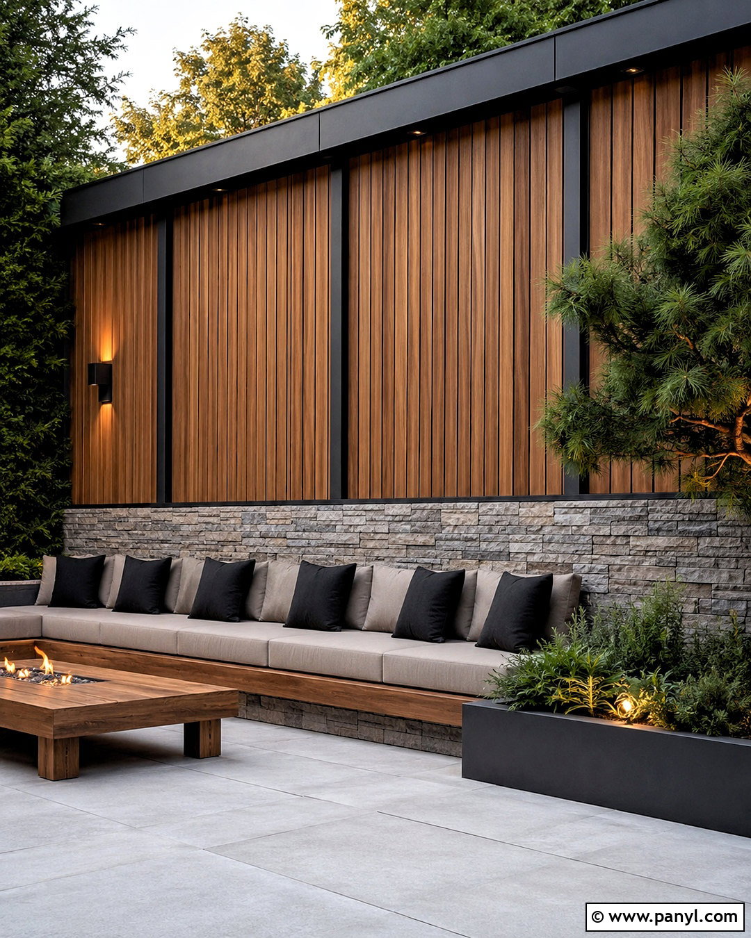 Mixed Stone And Wood Outdoor Wall - 20 outdoor wall covering ideas