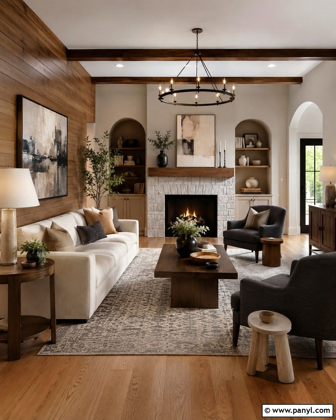 Mixed Wood And Taupe Walls - 20 Wood And Wall Color Combination Ideas