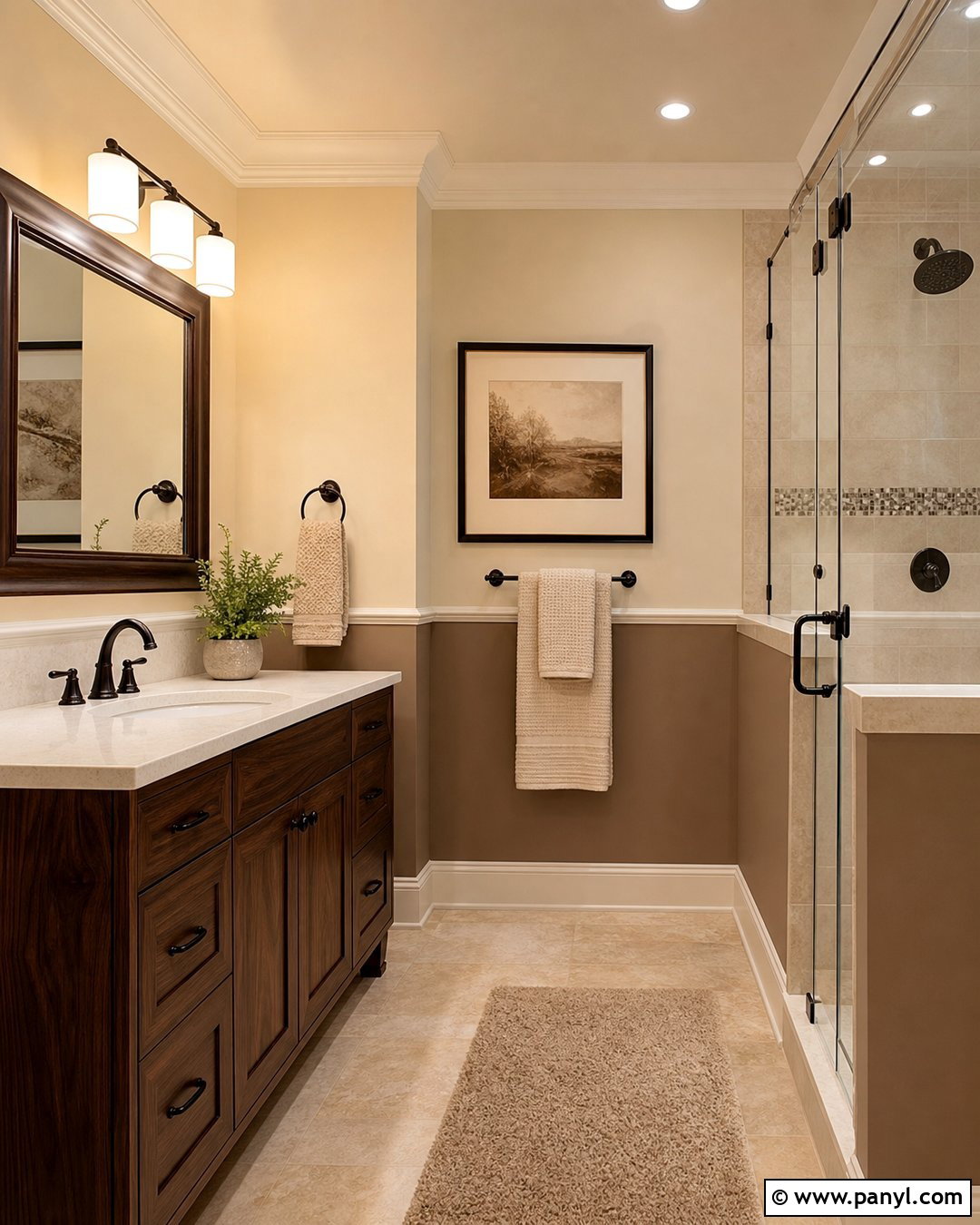 Mocha And Cream Bathroom Walls - 30 Two Toned Bathroom Walls