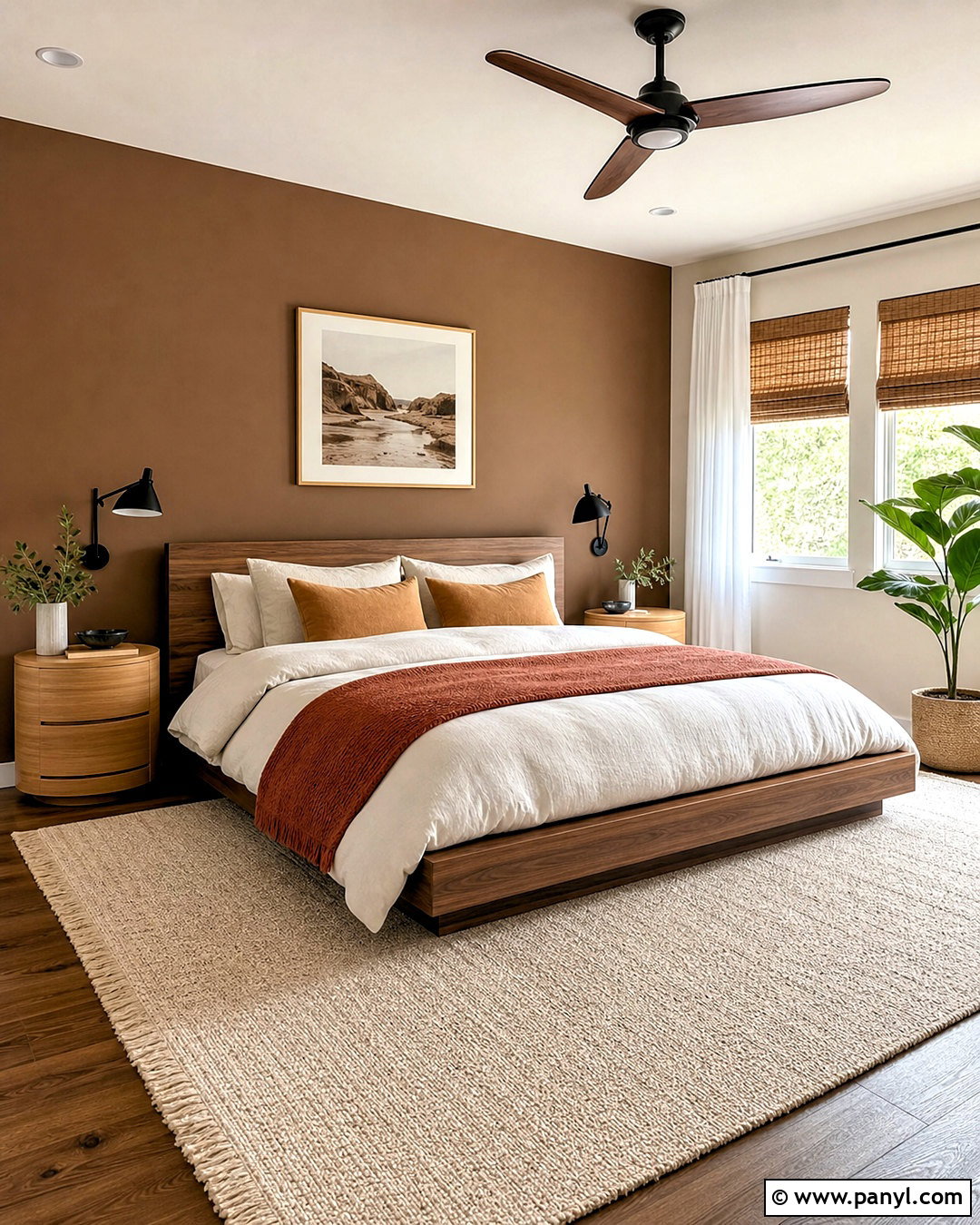 Mocha Brown Accent Wall - 20 brown accent wall bedroom ideas